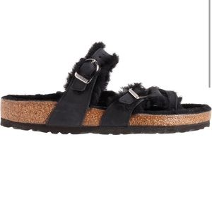 NWT Birkenstock Made in Germany Mayari Shearling Sandals - Leather black EU 38